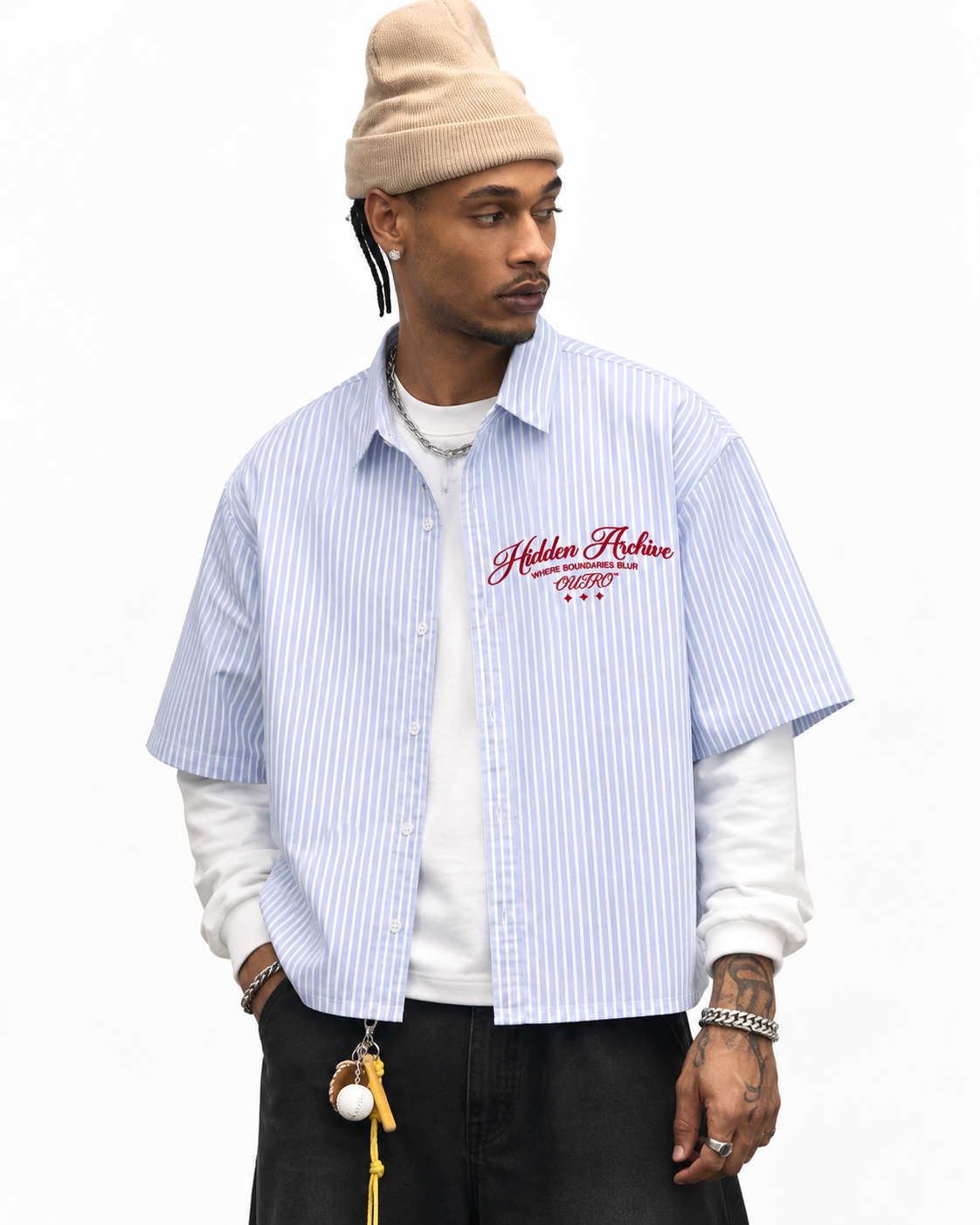 Hidden Archive Blue Striped Boxy Fit Shirt