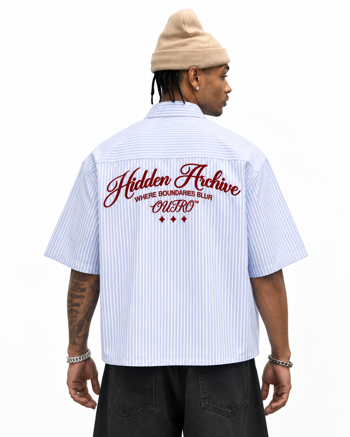 Hidden Archive Blue Striped Boxy Fit Shirt