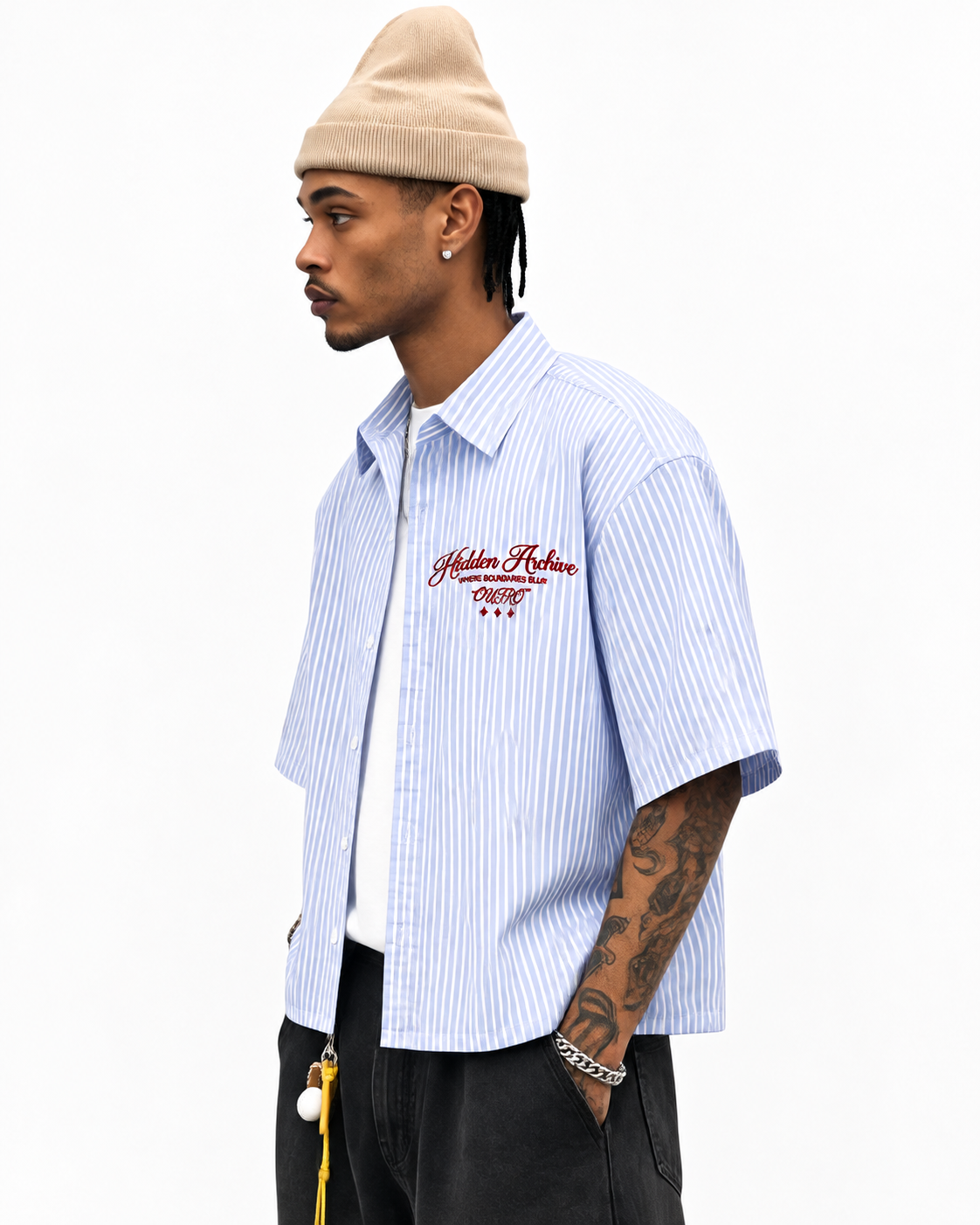 Hidden Archive Blue Striped Boxy Fit Shirt