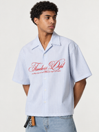 Timeless Light Blue Striped Boxy Fit Shirt