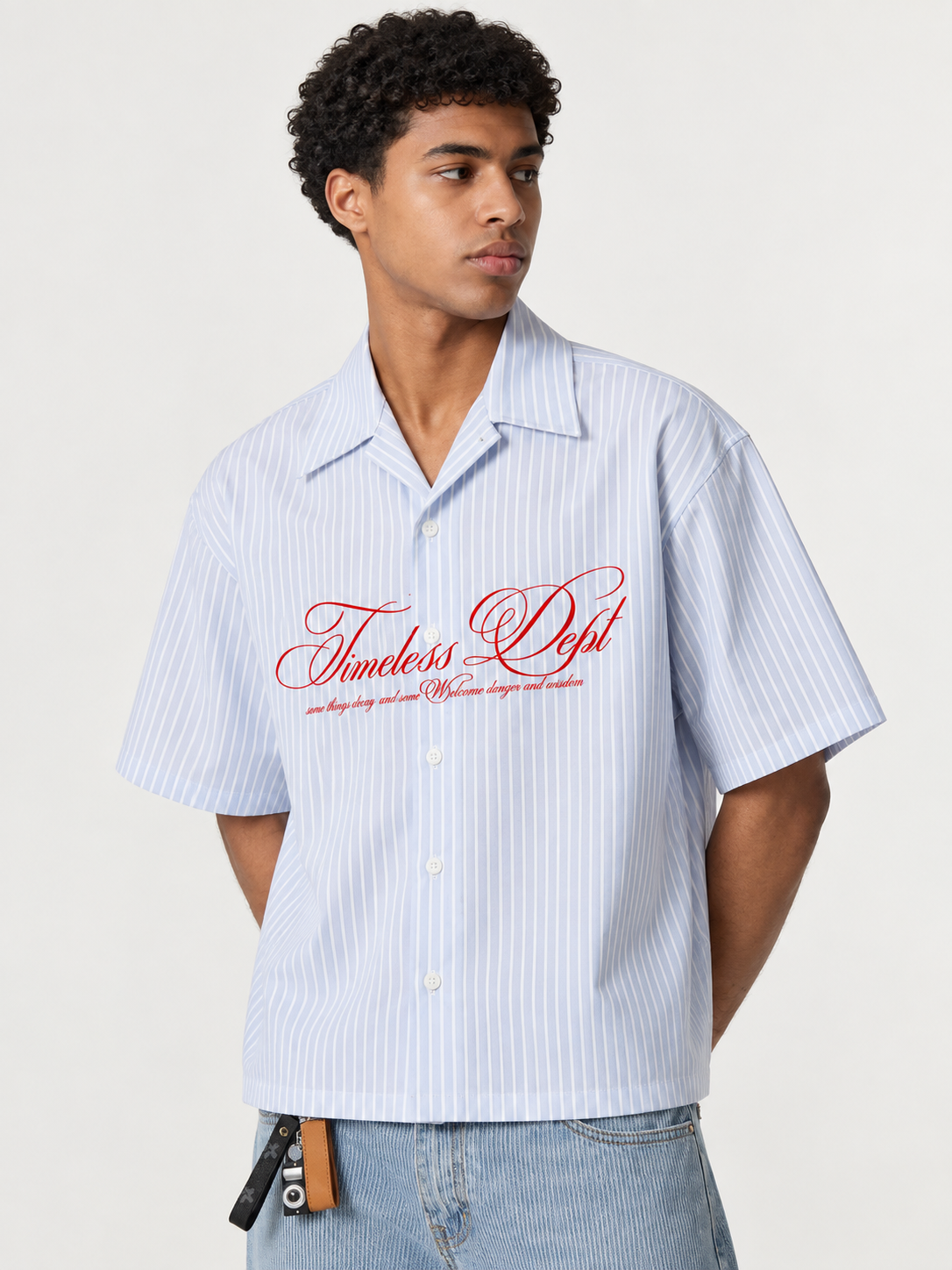 Timeless Light Blue Striped Boxy Fit Shirt