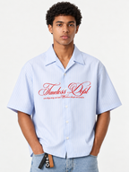 Timeless Light Blue Striped Boxy Fit Shirt