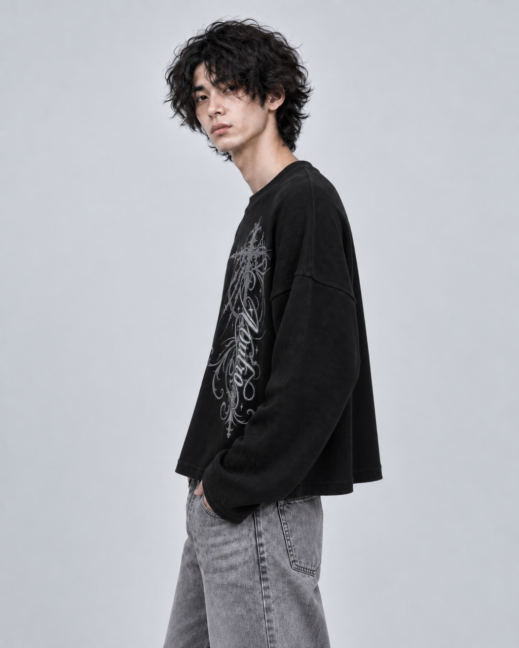 OUTRO Sacred Cross Oversized Waffle Knit