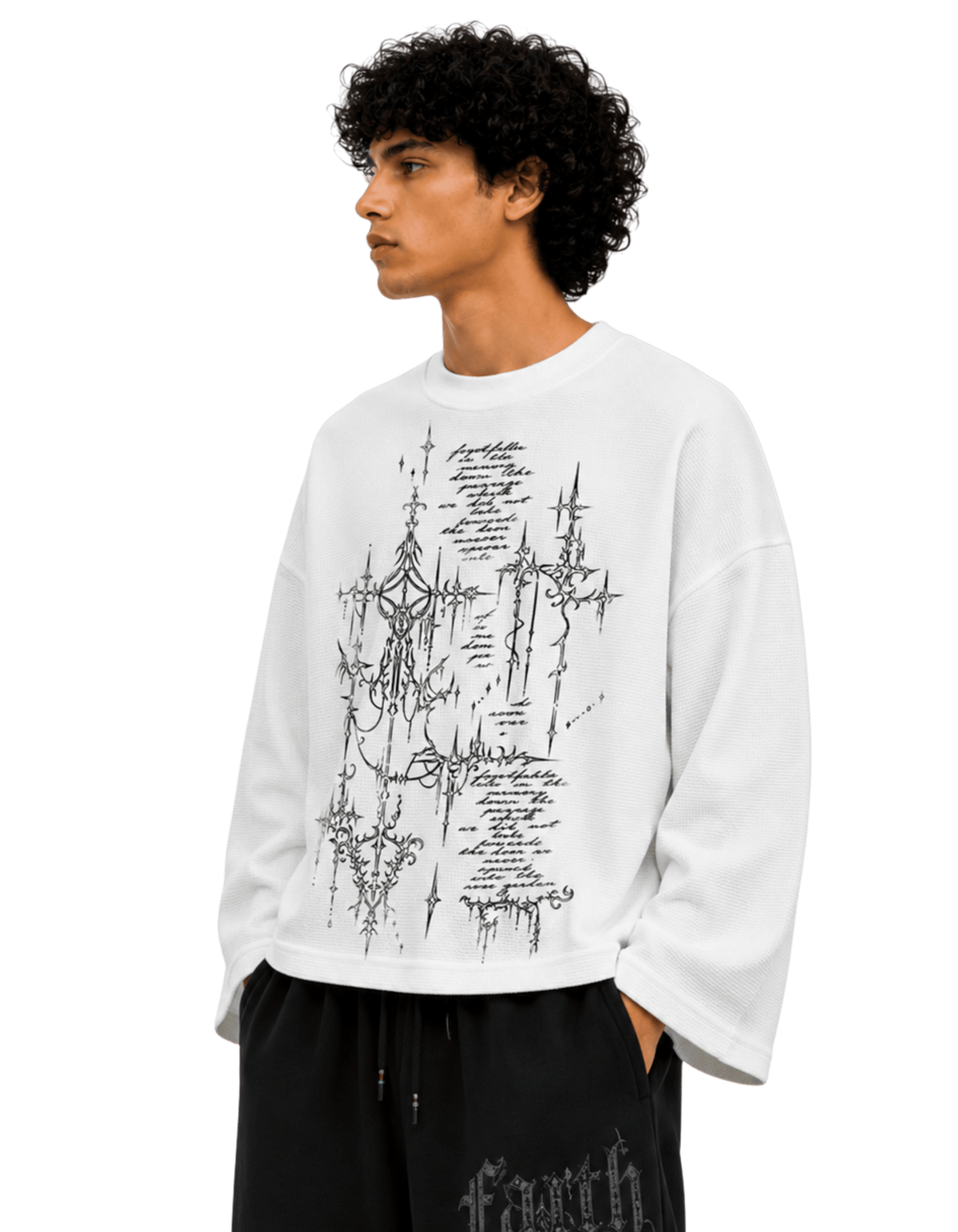 OUTRO Sacred Script Oversized Waffle Knit