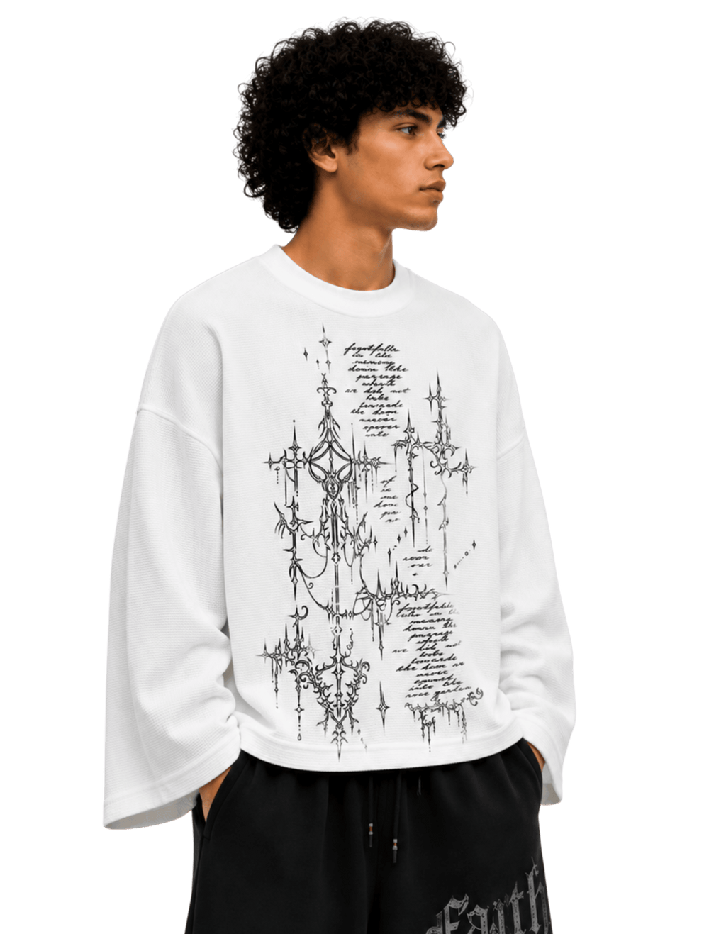 OUTRO Sacred Script Oversized Waffle Knit