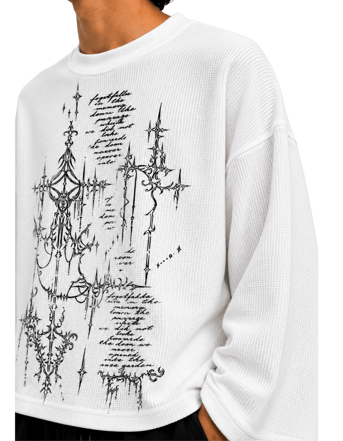 OUTRO Sacred Script Oversized Waffle Knit