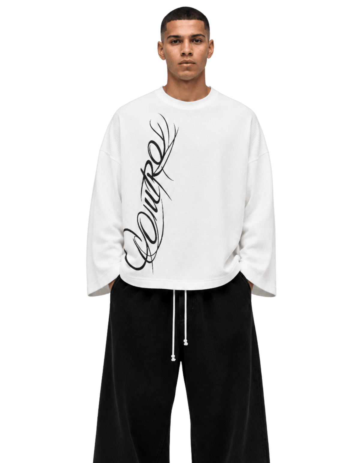 OUTRO Script Flow Oversized Waffle Knit