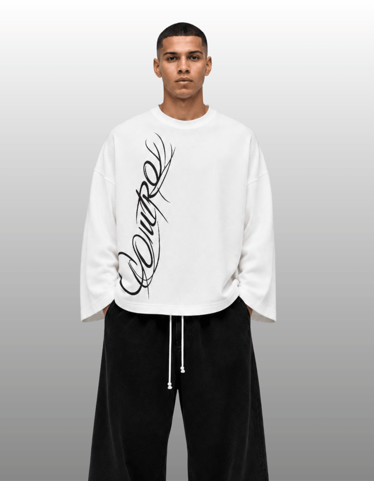 OUTRO Script Flow Oversized Waffle Knit
