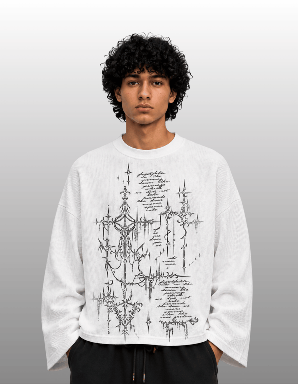 OUTRO Sacred Script Oversized Waffle Knit