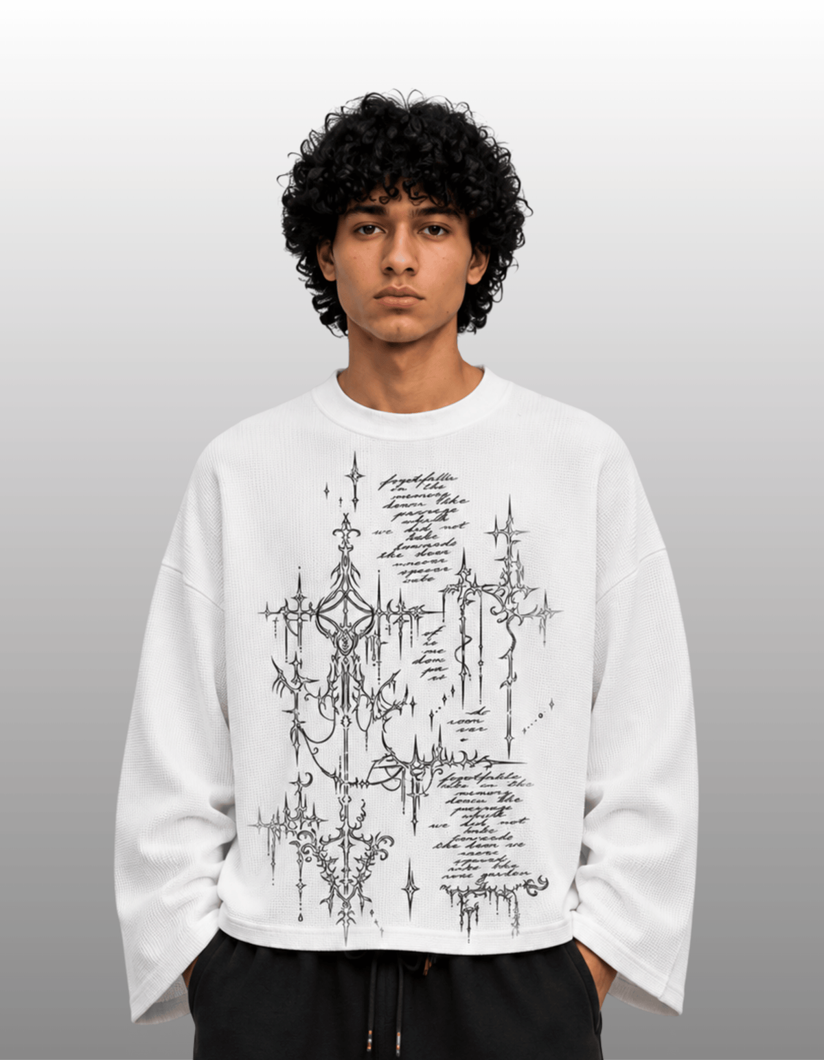 OUTRO Sacred Script Oversized Waffle Knit