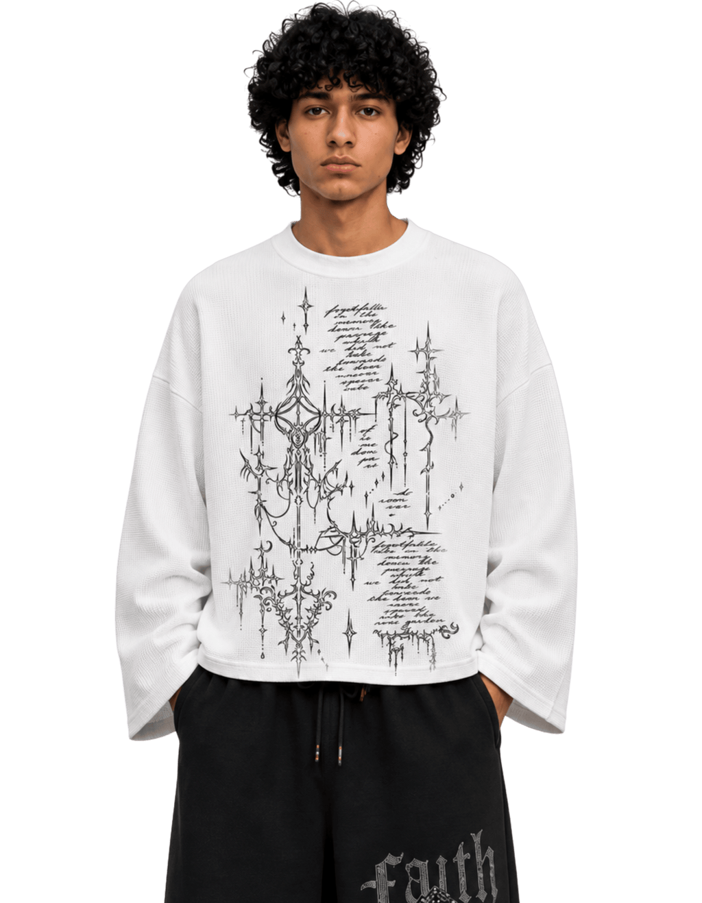 OUTRO Sacred Script Oversized Waffle Knit
