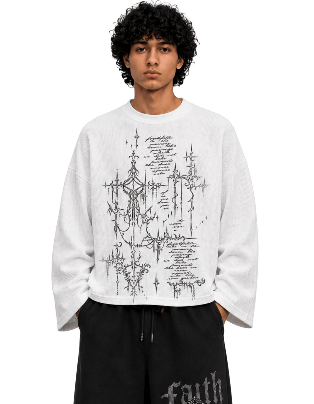 OUTRO Sacred Script Oversized Waffle Knit