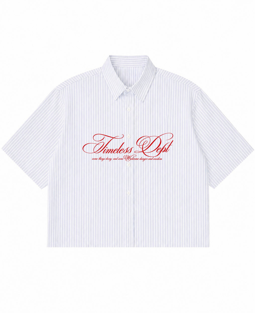 Blue Striped Oxford Boxy Shirt Front Design