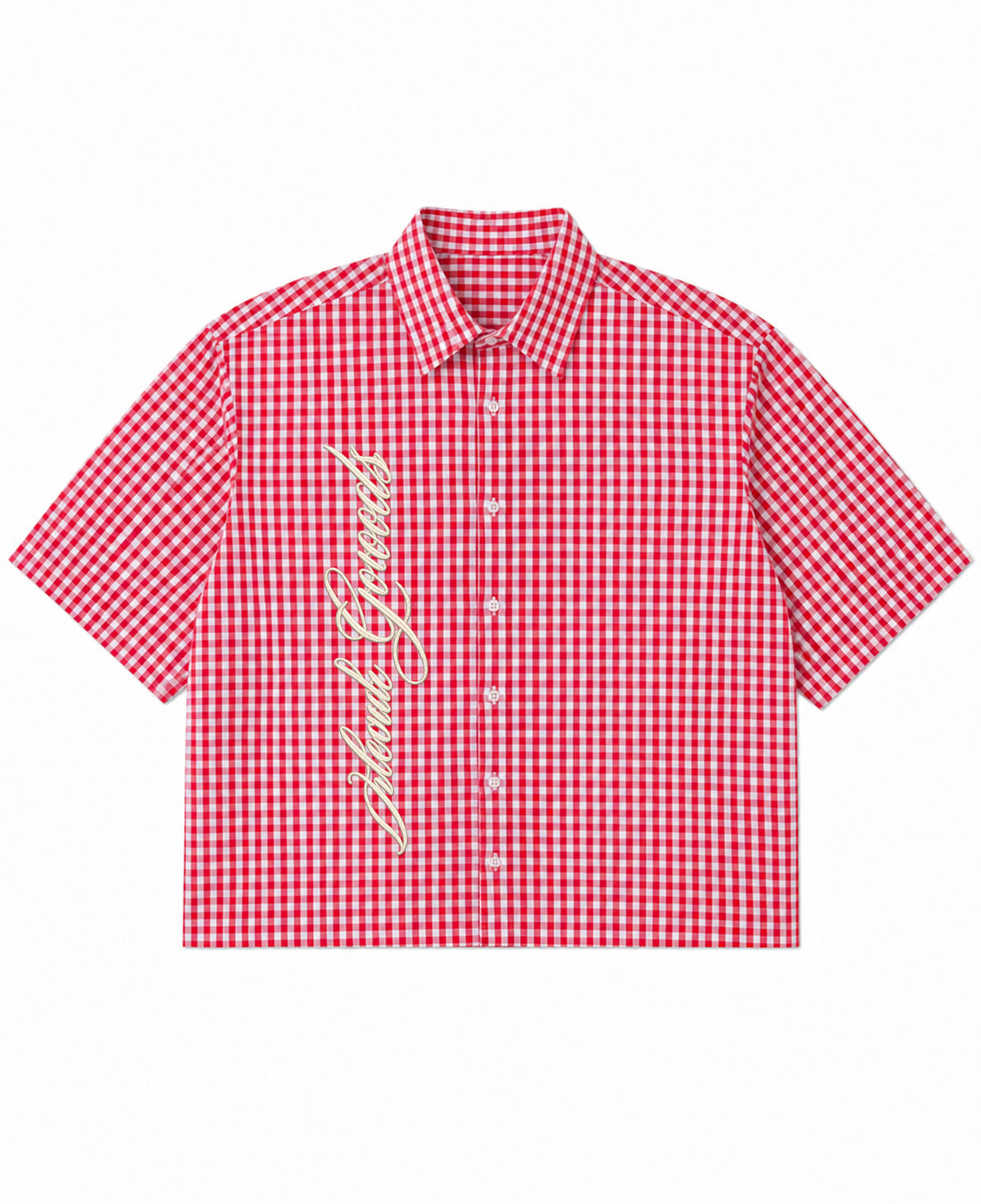 Red Picnic Oxford Boxy Shirt Front Design