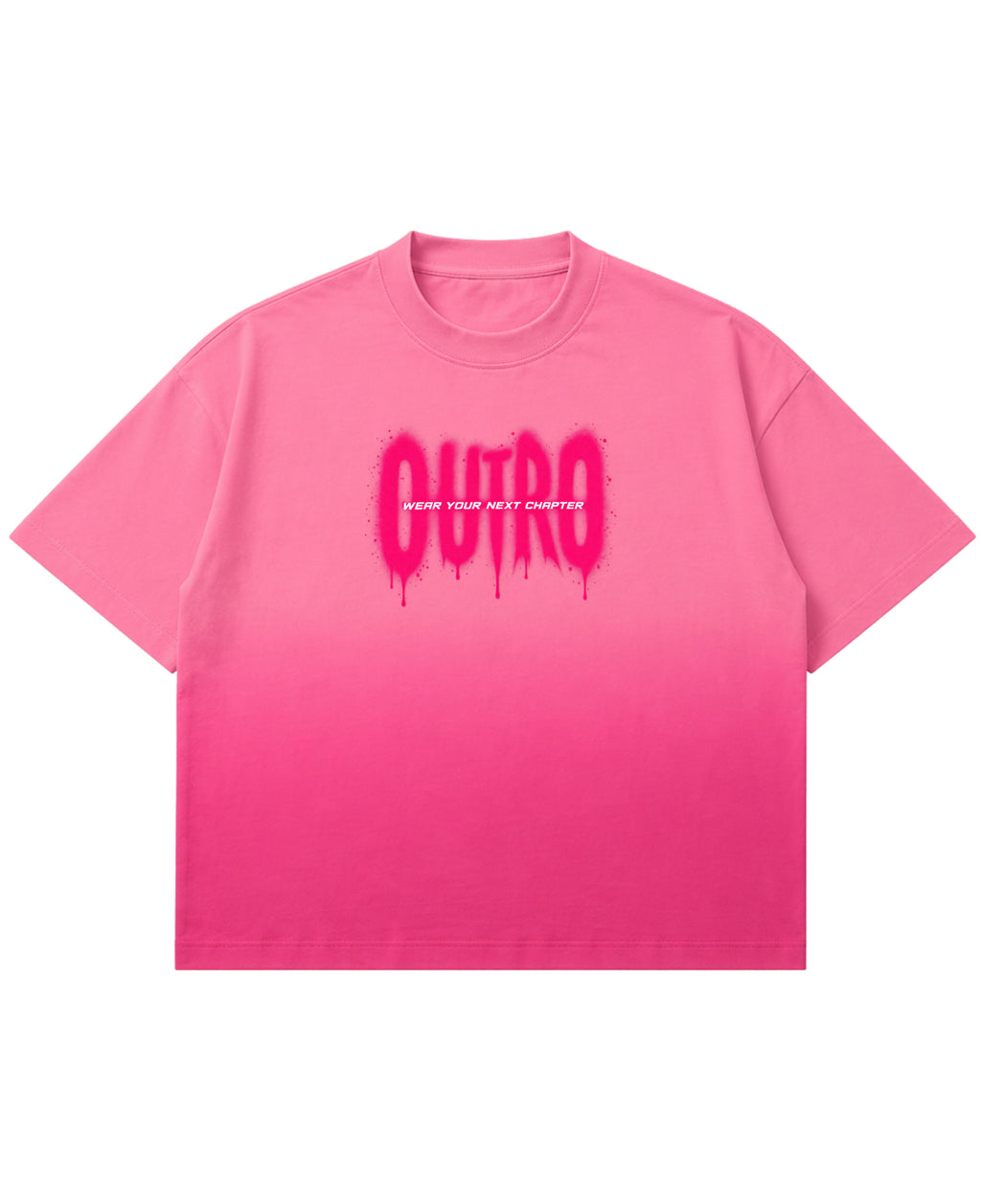 Pink Sunfade Ombré Wash Boxy Fit T-shirt Front Design