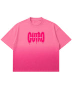 Pink Sunfade Ombré Wash Boxy Fit T-shirt Front Design
