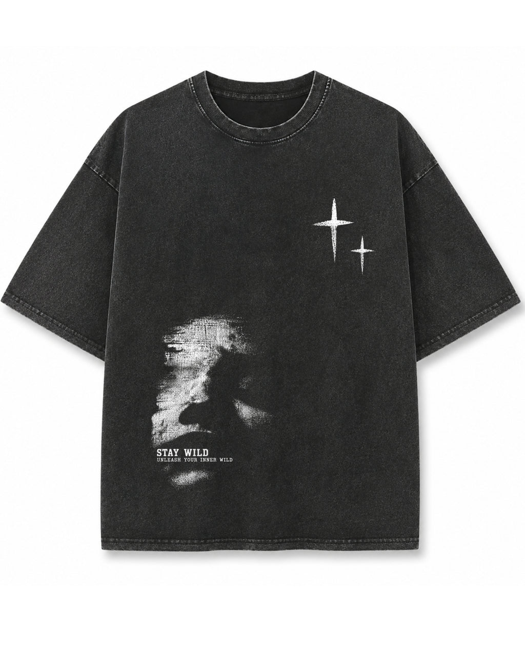 Vintage Fade Wash Oversized T-shirt Front Design