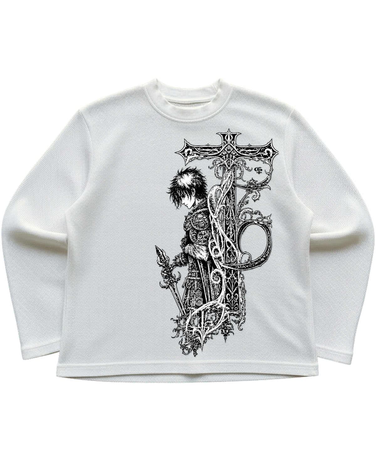 Off-white waffle knit oversized full-sleeve Front Design