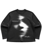 Black waffle knit oversized full-sleeve Front Design