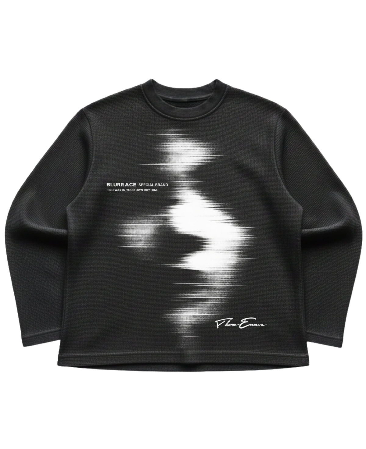 Black waffle knit oversized full-sleeve Front Design