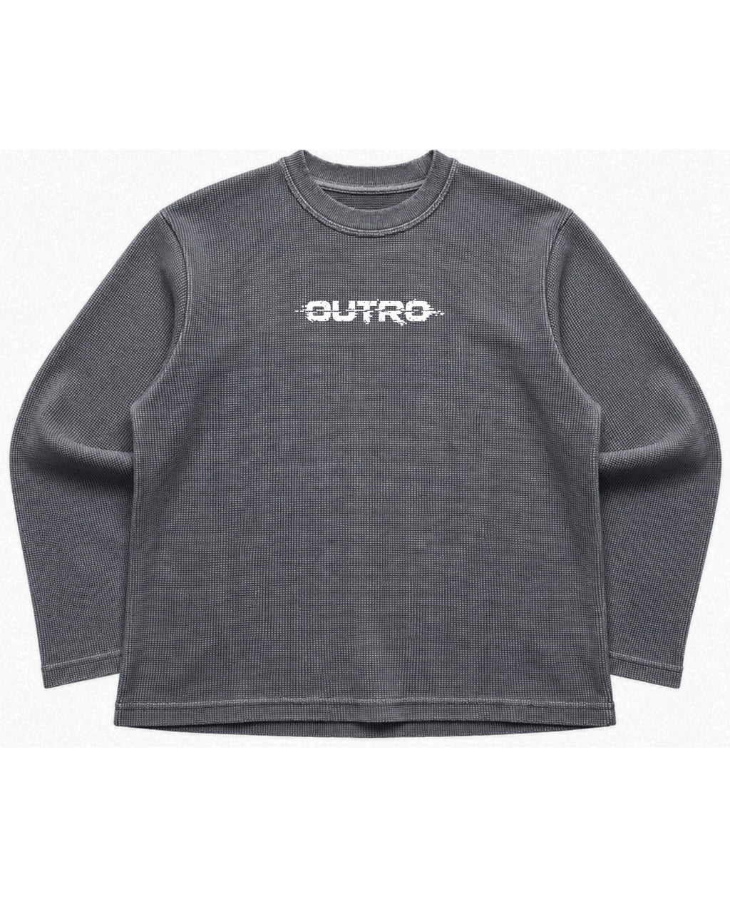 Acidwash waffle knit oversized full-sleeve Front Design