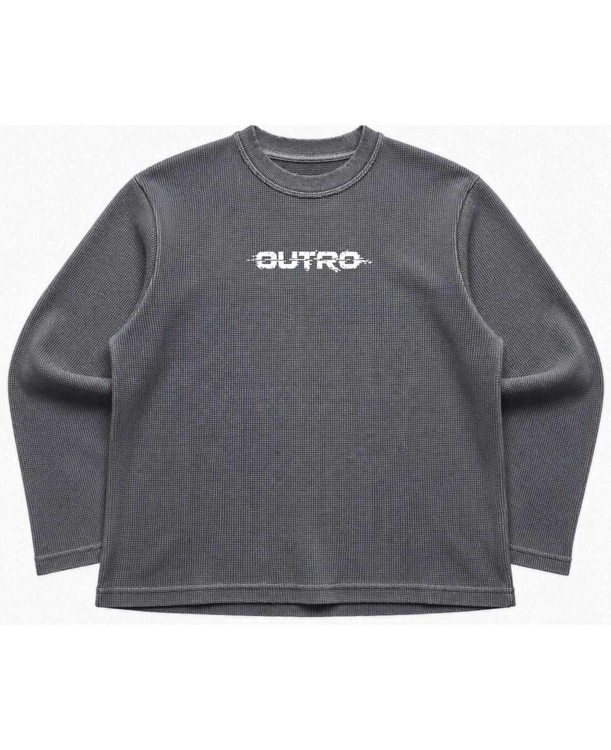 Acidwash waffle knit oversized full-sleeve Front Design