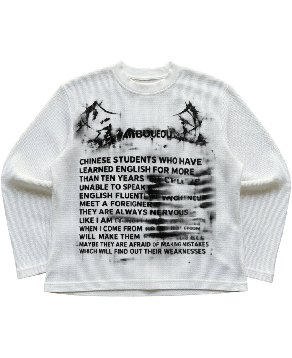Off-white waffle knit oversized full-sleeve Front Design