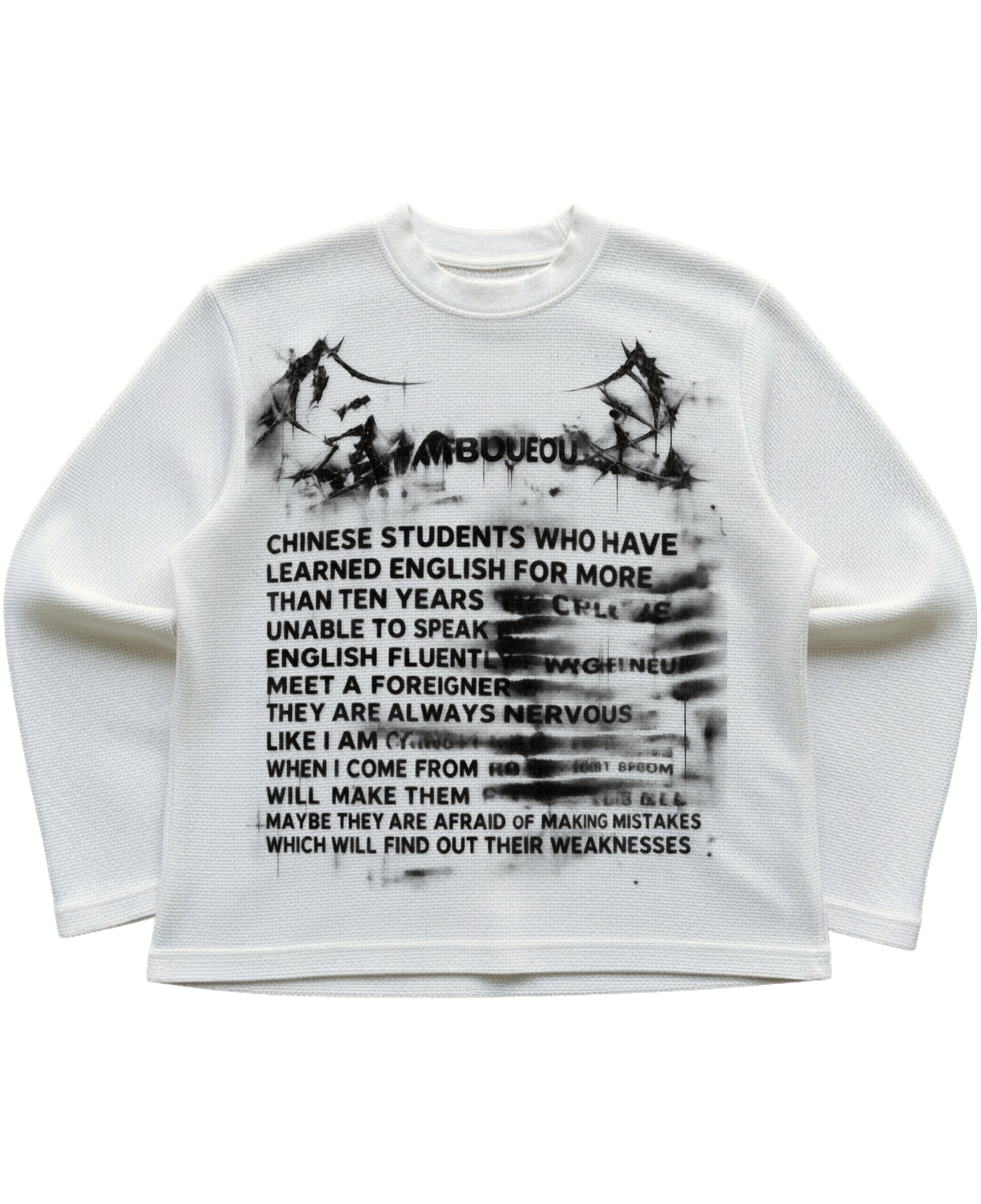 Off-white waffle knit oversized full-sleeve Front Design